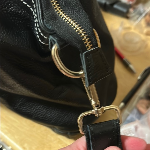 CUORE & PELLE Shoulder Bag Handbag Satchel Large Zip Top Blk Pebble Leather EUC - Picture 5 of 13